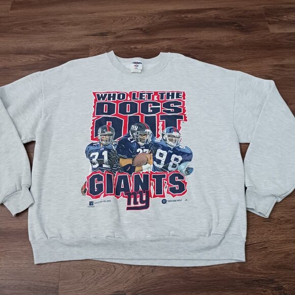 Jerzees Other - Vtg 2000 NY Giants Football Who Let the Dogs Out Gray Sweatshirt Size XL